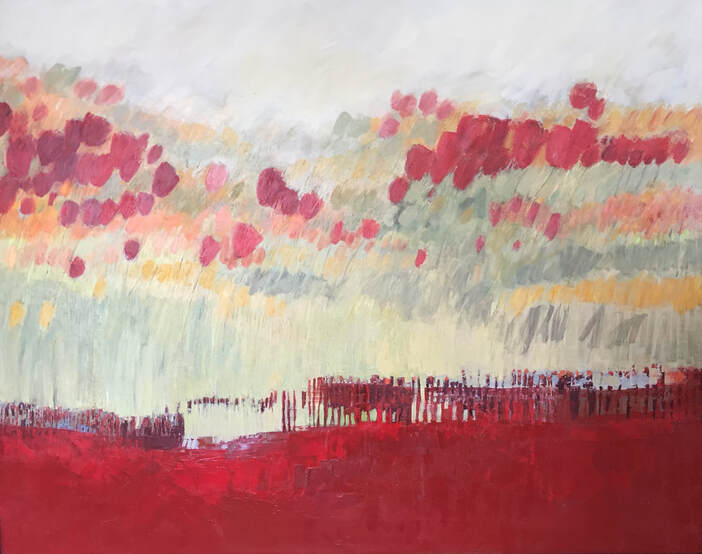 Kathleen Weich Red Flowers acrylic painting